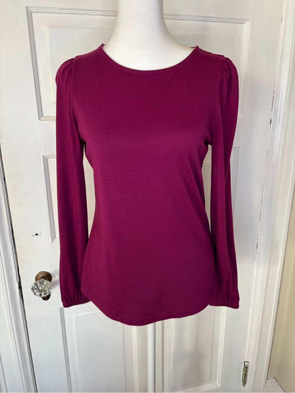 Boden Women's Long Sleeve Crewneck Top in Berry